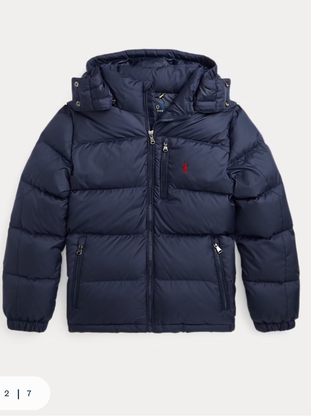 Ralph Lauren Boys Gorham Down Hooded Puffer Jacket Newport Navy